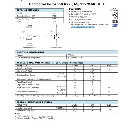 SQ2361EES-T1-GE3 of Electronic Component PDF