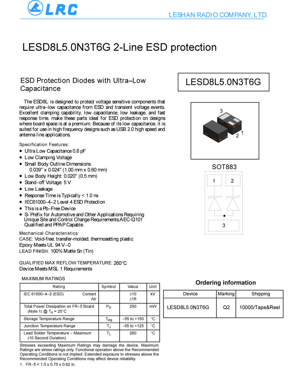 Details Of LESD8L5.0N3T6G