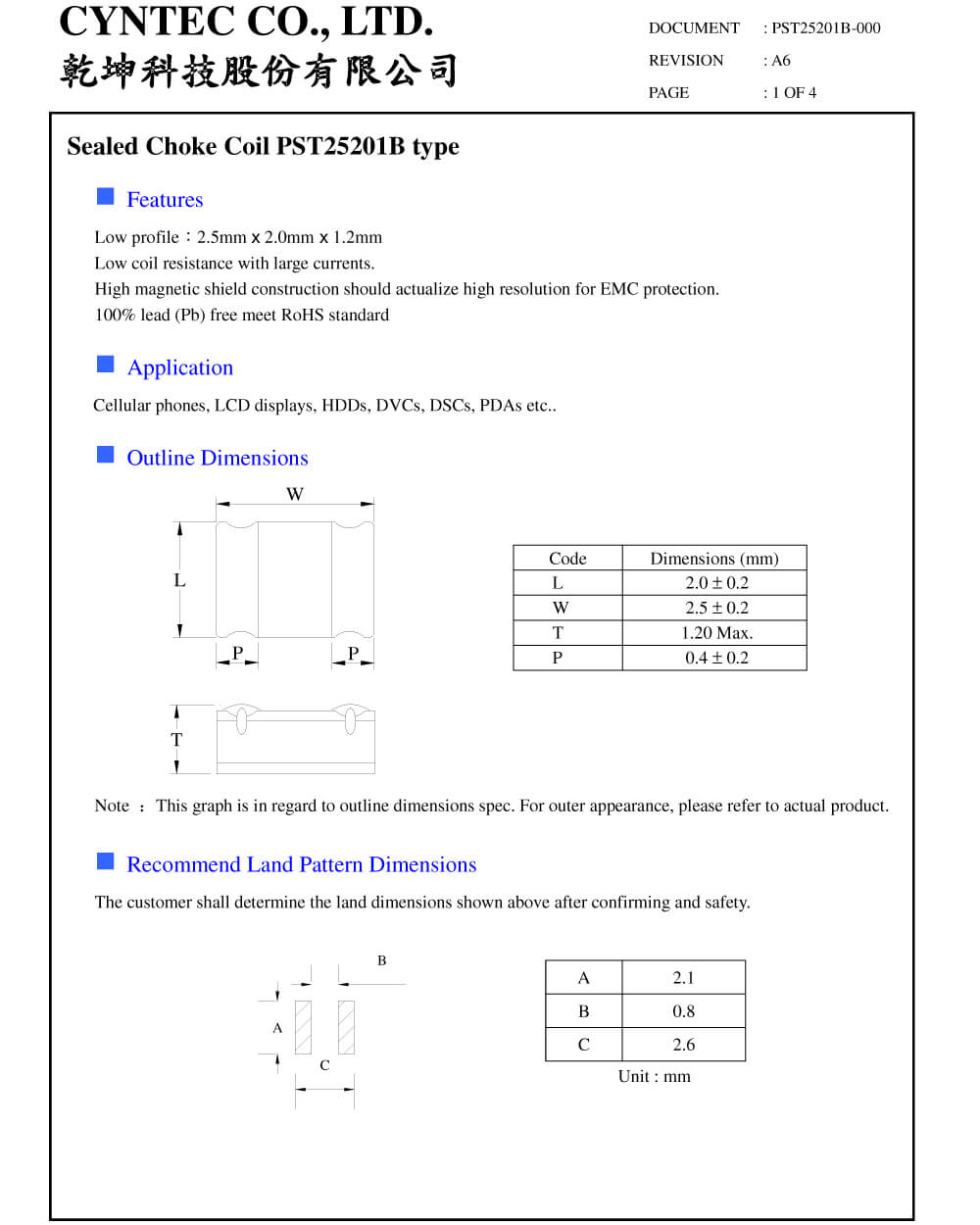 Details Of PST25201B-1R0MS