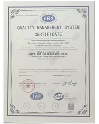 quality management system certificate