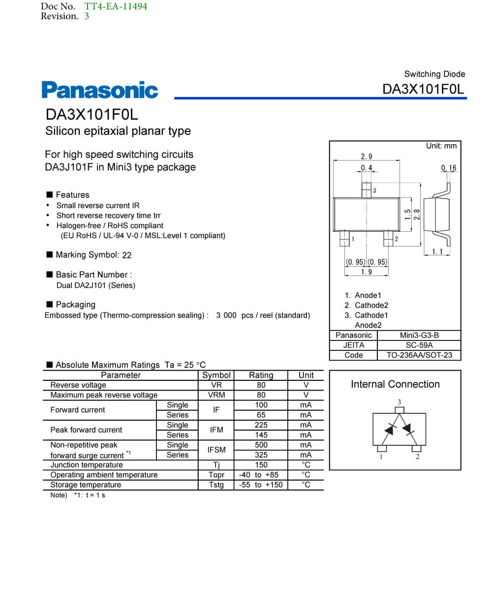 Details Of DA3X101F0L