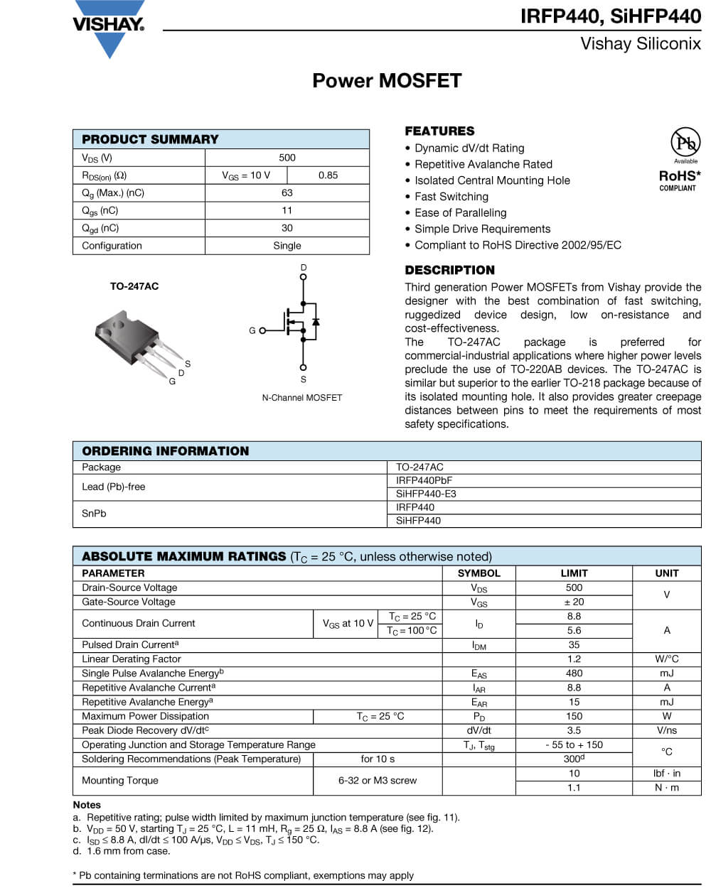 Details Of IRFP440