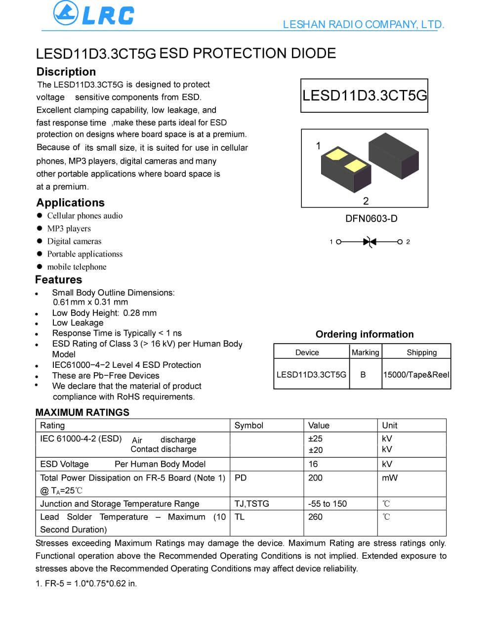 Details Of LESD11D3.3CT5G