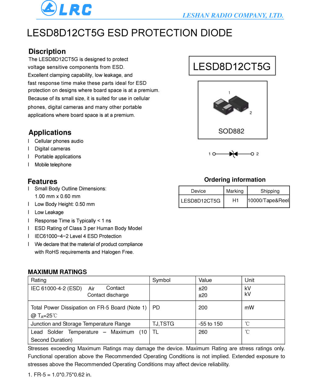 Details Of LESD8D12CT5G