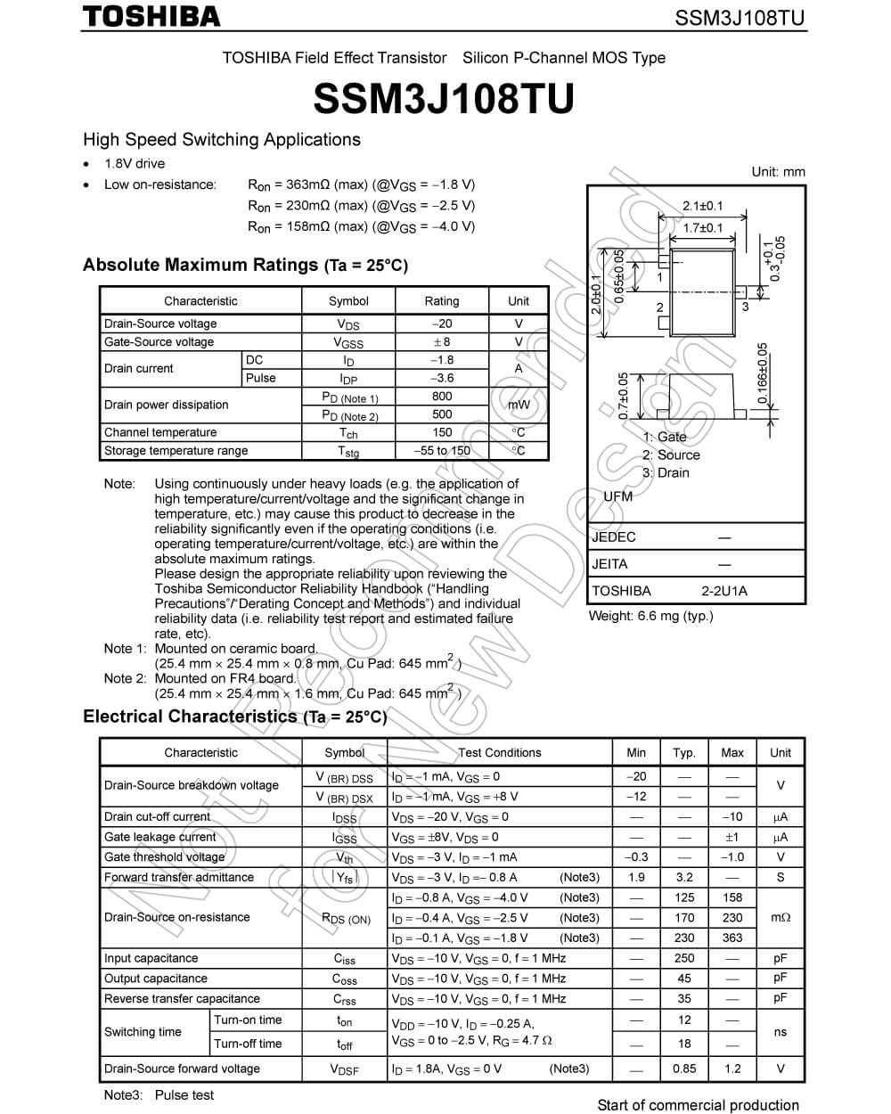 Details Of SSM3J108TU