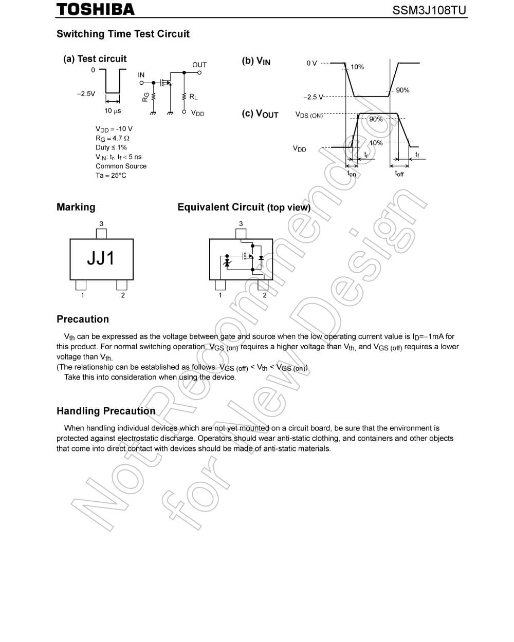 Specifications Of SSM3J108TU