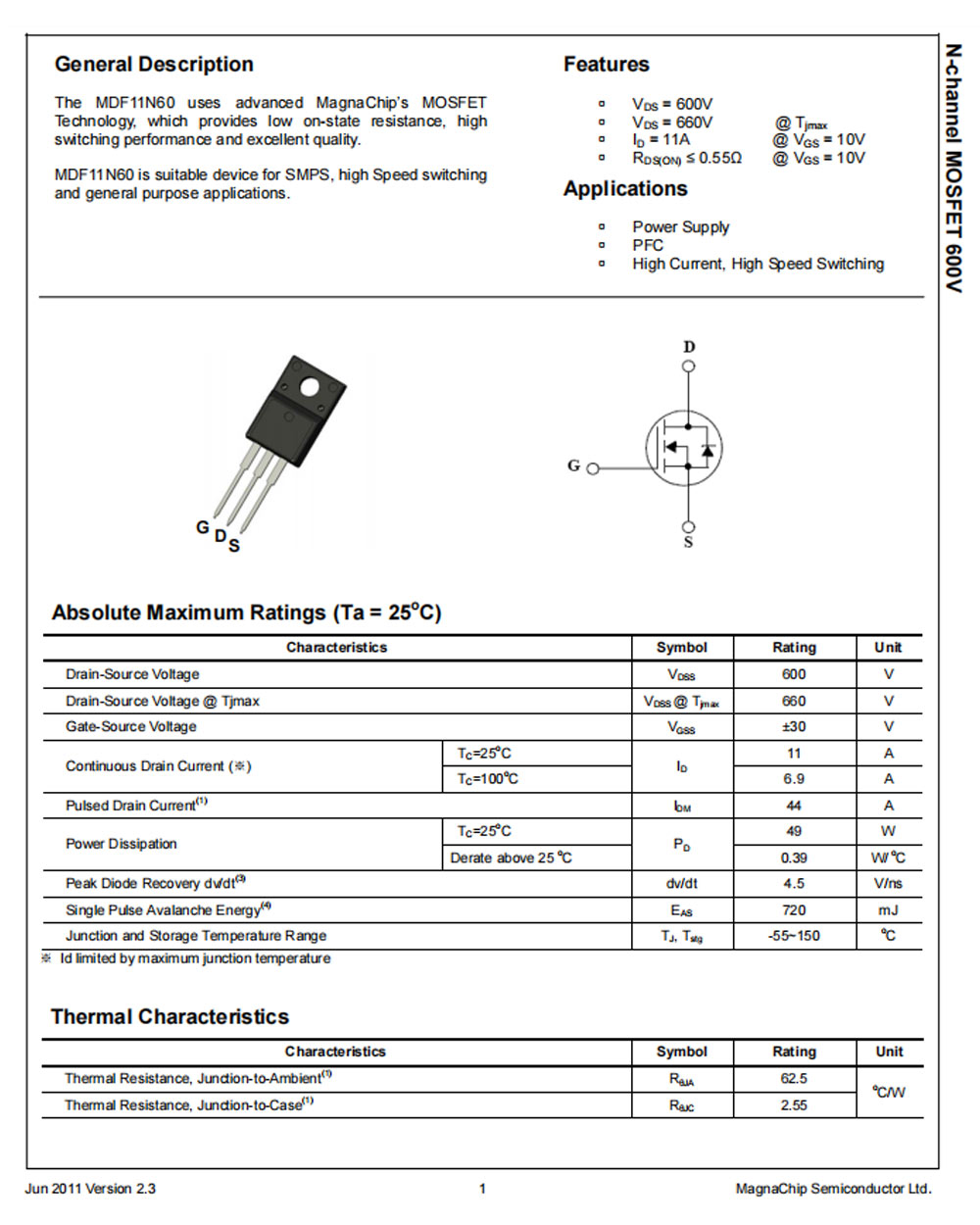 Details of MDF11N60